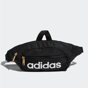 Adidas Black and White Core Waist Pack with Gold Hardware OS